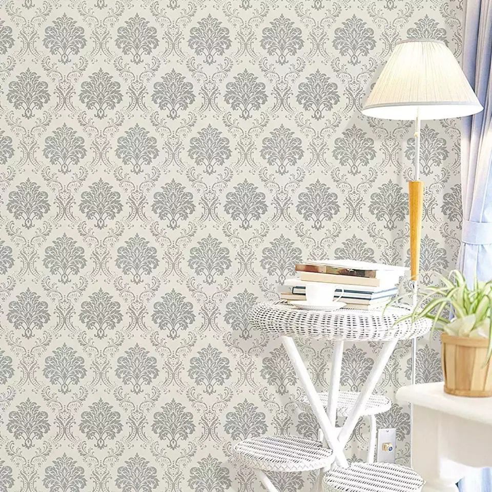 Wallpaper Dinding Motif Batik Silver Elegan AESTHETIC Modern