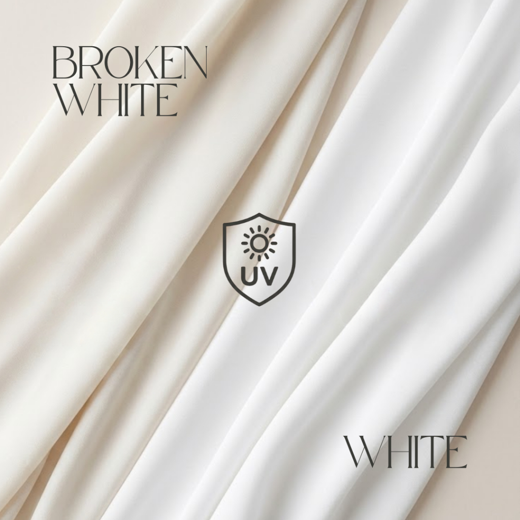 Per50cm Mina Kain Sultan Anti UV UPF 80 Putih dan Broken White Kain Premium Warna Polos Lebar 145 cm