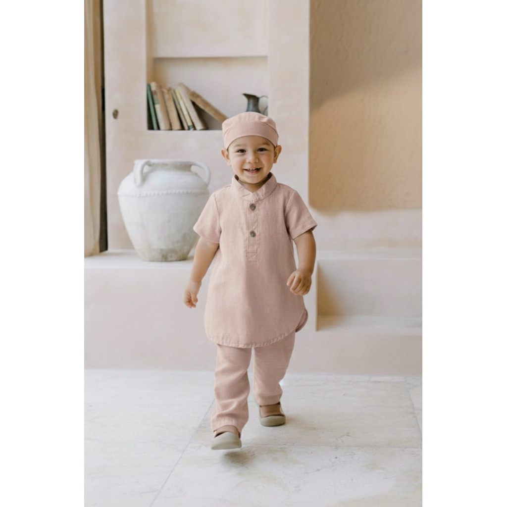 Dialogue Baby Apparel - Raya Collection - Setelan Koko Bayi Hamzah Set Peci - Baju Muslim Anak Laki-