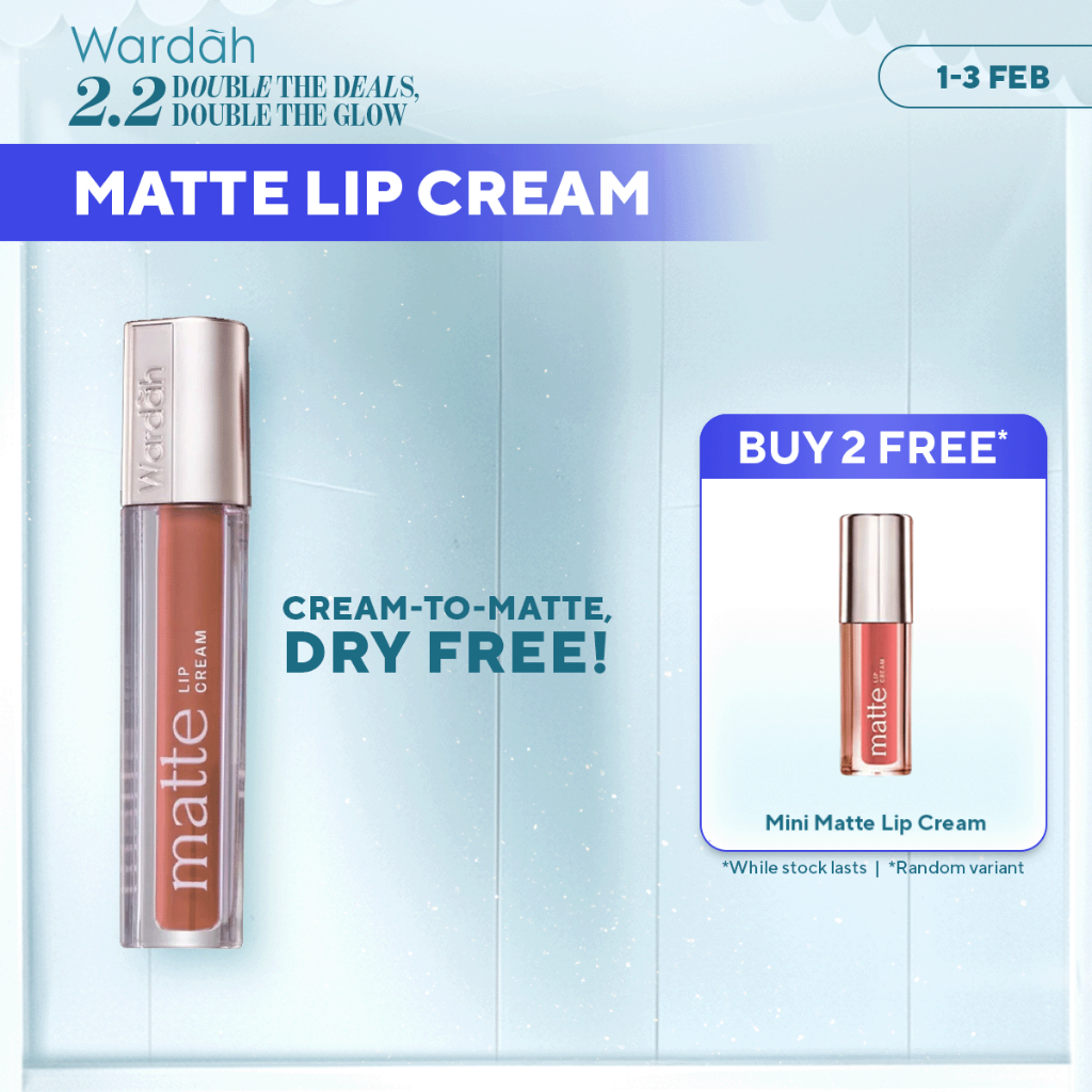 WARDAH Lip Cream - Matte Lip Cream 4 g Warna Intense dan Tahan Lama Matte Finish Teksture Creamy Lip