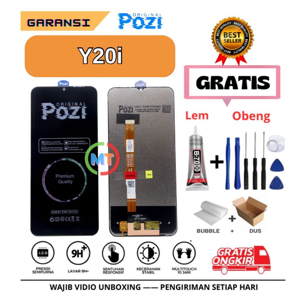 [POZI] LCD VIVO Y20i OriginaL 100% Touchscreen Fullset || Gratis Lem + Obeng > COD
