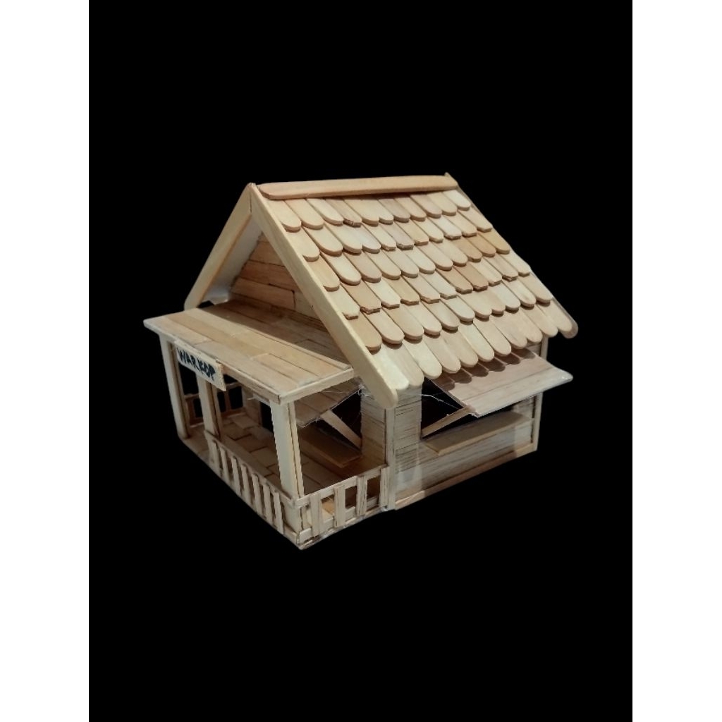 miniatur warung kopi jadul dari stik es