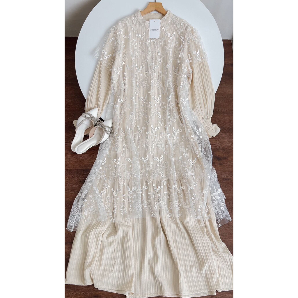 Gamis raya dress raya bordir brokat lace