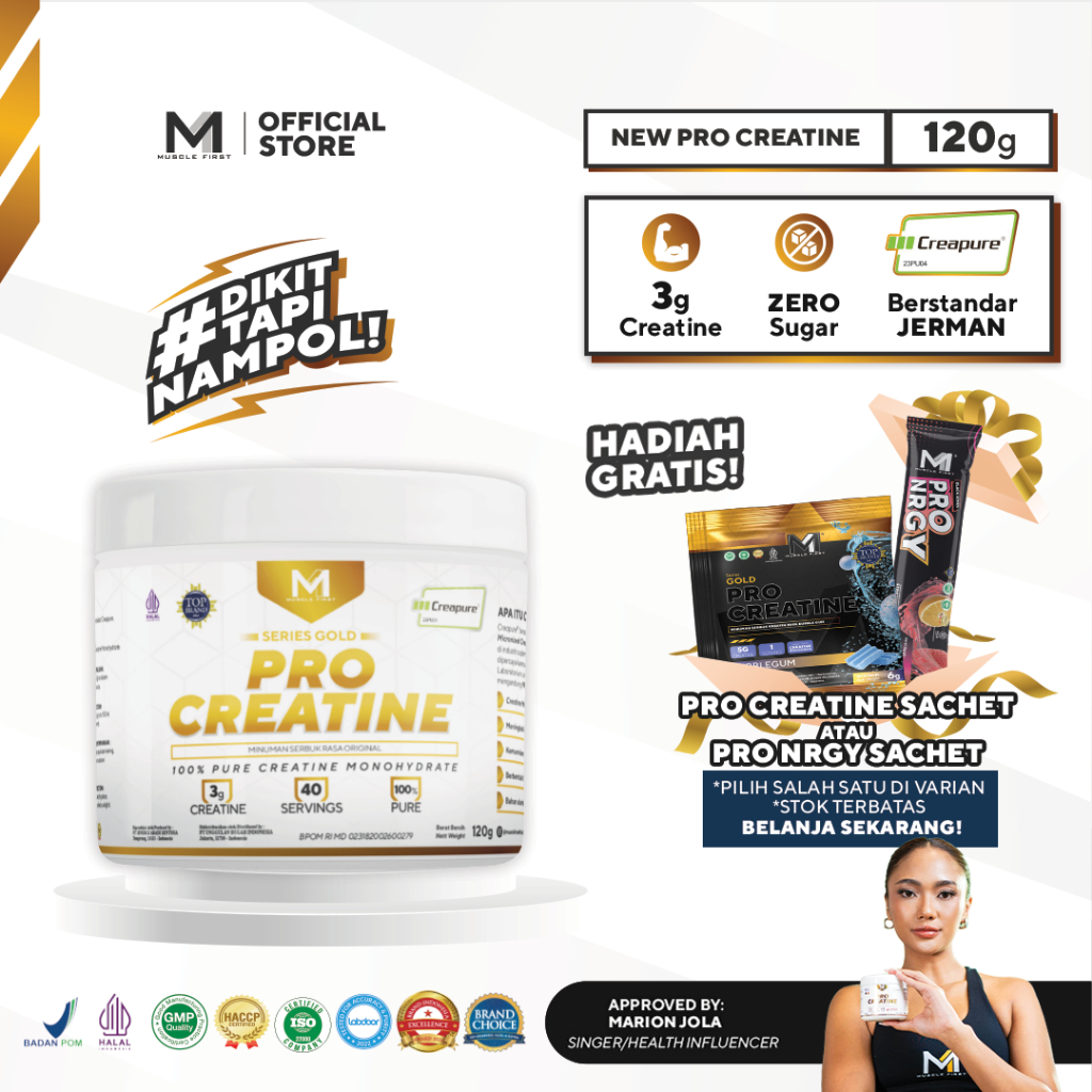 MUSCLE FIRST New Pro Creatine Creapure - Menambah Massa Otot Suplemen Fitness