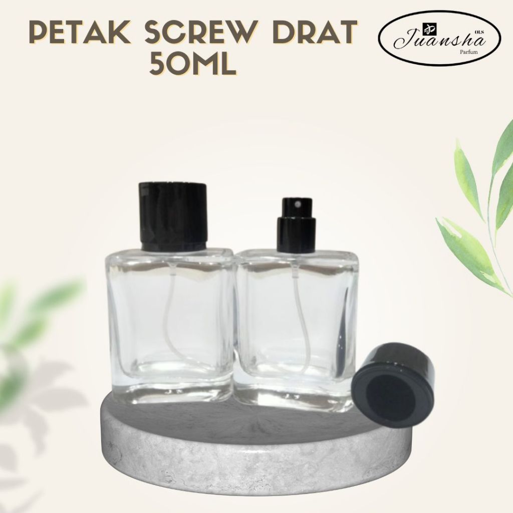 BOTOL PARFUM PETAK SCREW BLACK DRAT 50ML | HARGA PERLUSIN