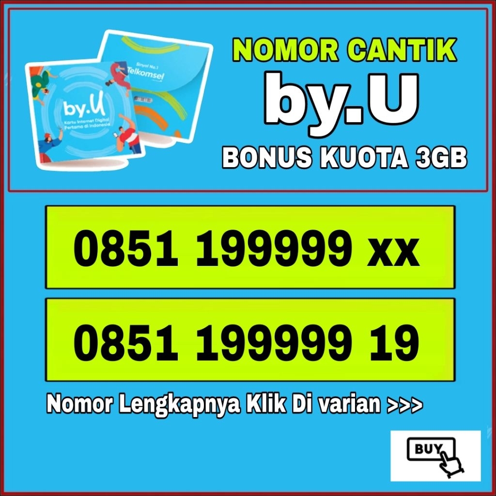 Nomor cantik kartu perdana by.U hexa 999999 super rapih nomor pilihan