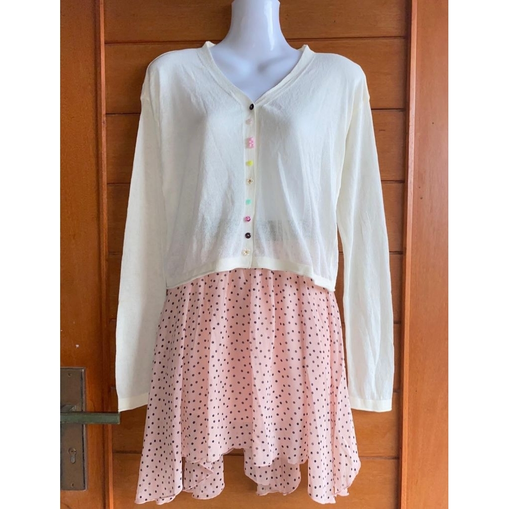 Cardigan Rajut Knit Warna Putih (Preloved)