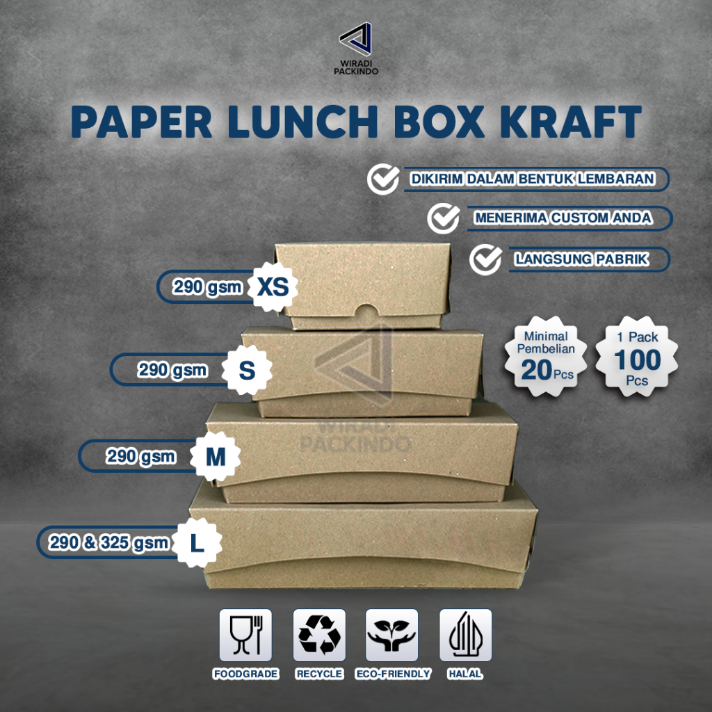 Kotak Makan Kertas / Paper Lunch Putih / Kemasan Makanan Kraft Size S