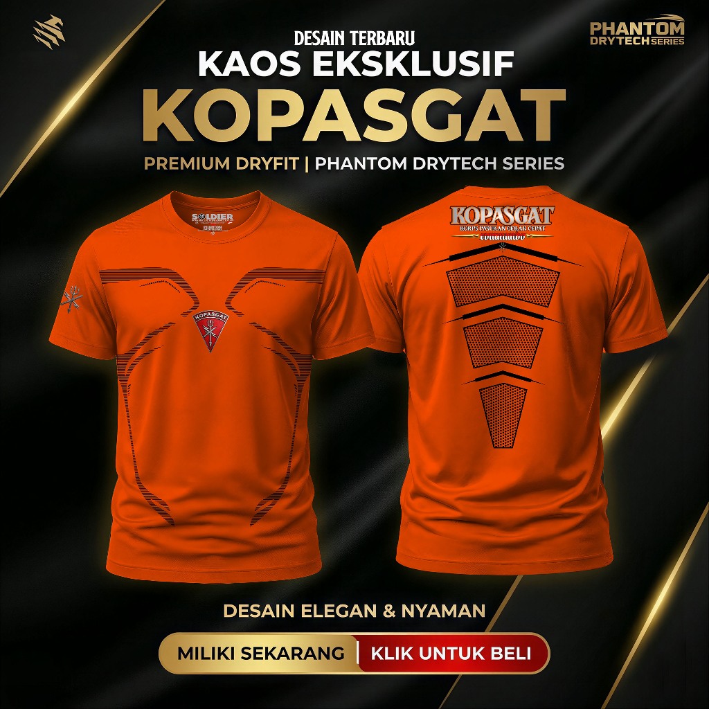 Kaos Dryfit Kopasgat | Kaos Olahraga Premium Pria – Adem, Ringan, Cepat Kering | DryTech Phantom