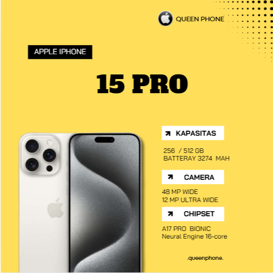 IP 15 PRO 256GB/512GB SECOND LIKE NEW FULLSET NO MINUS