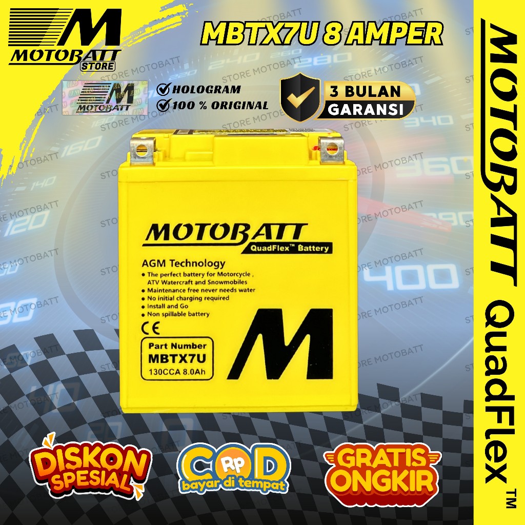 Motobatt QuadFlex MBTX7U - 8Ah (Garansi 3 Bulan)