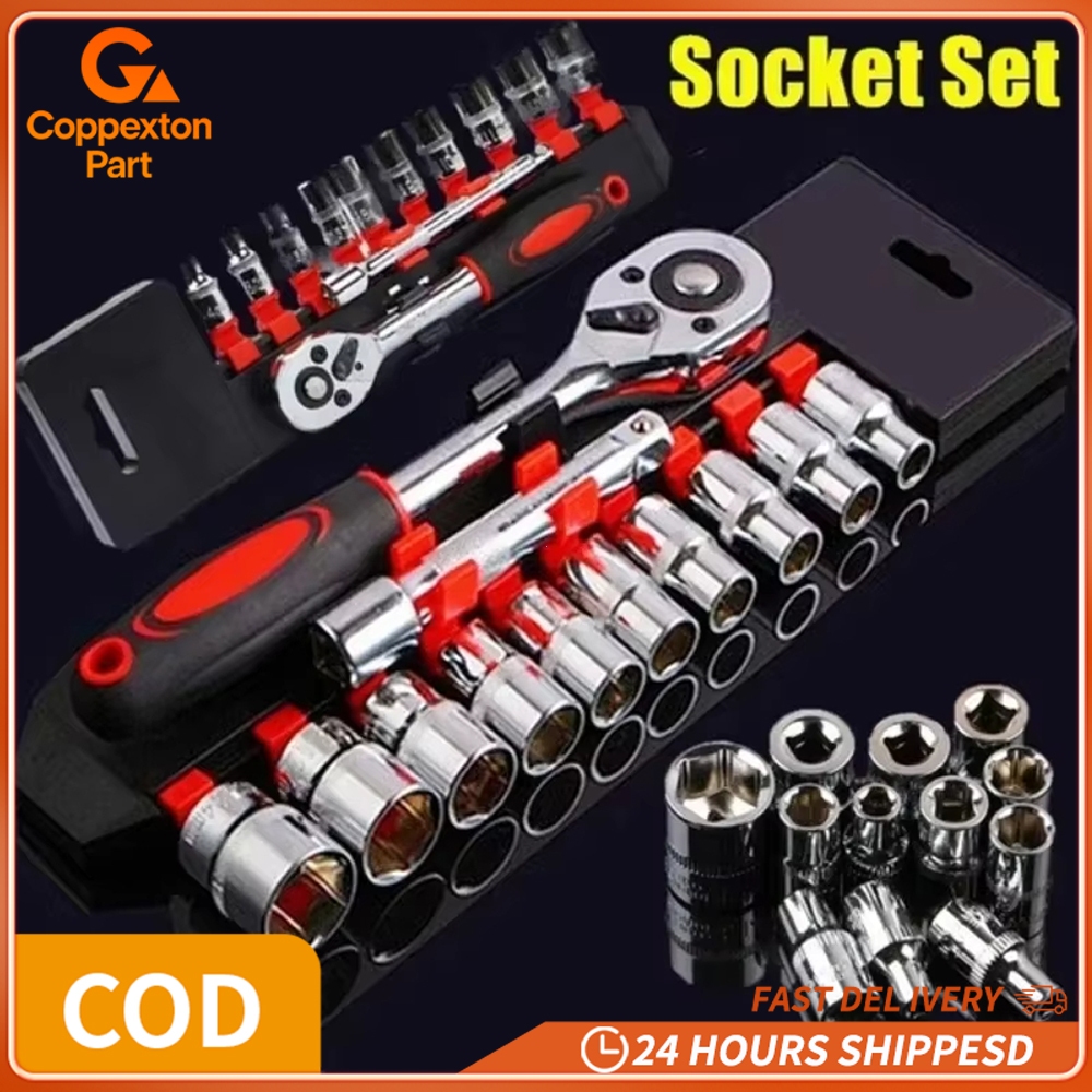 Coppexton Part Paket Kunci Bengkel Mobil & Motor Lengkap – 25 PCS (Kunci L, Kunci T, Socket)