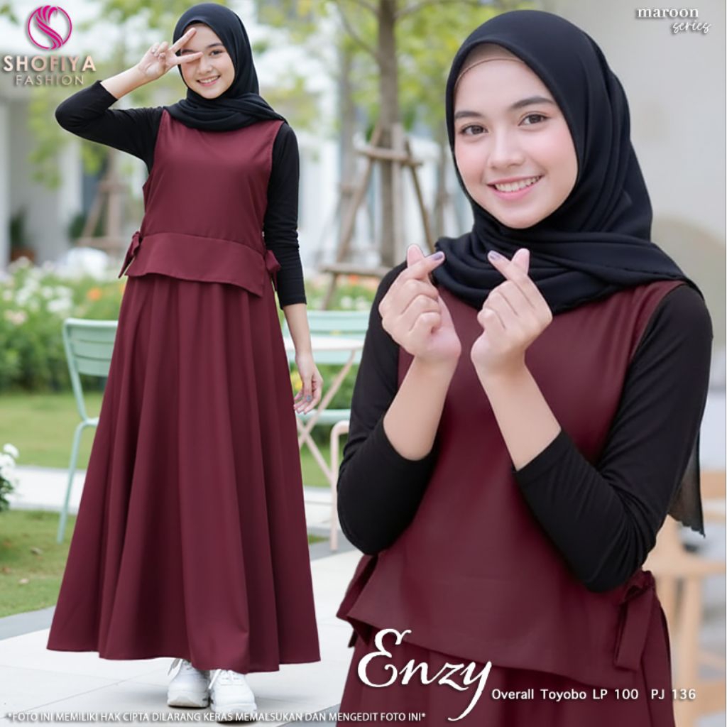 BEST SELLER Enzy overall set teen ORI Shofiya / setelan overall remaja lebaran 2026 / baju remaja ke