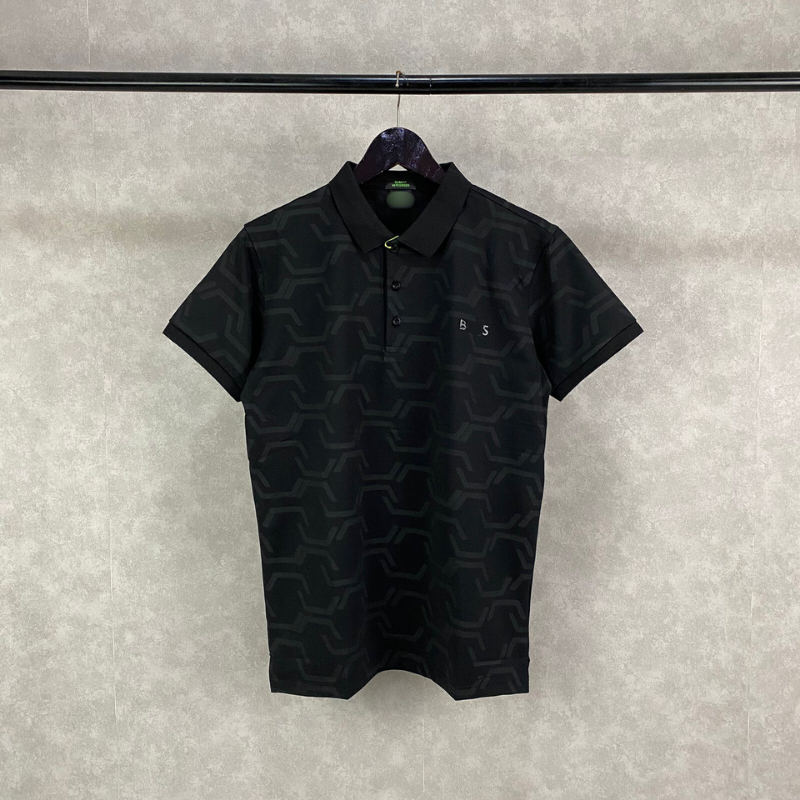 Baju Polo Pria Full Printed Monogram Cotton Shirt Baju Polo Kaos Kerah Atasan Pria Bahan Katun Full 
