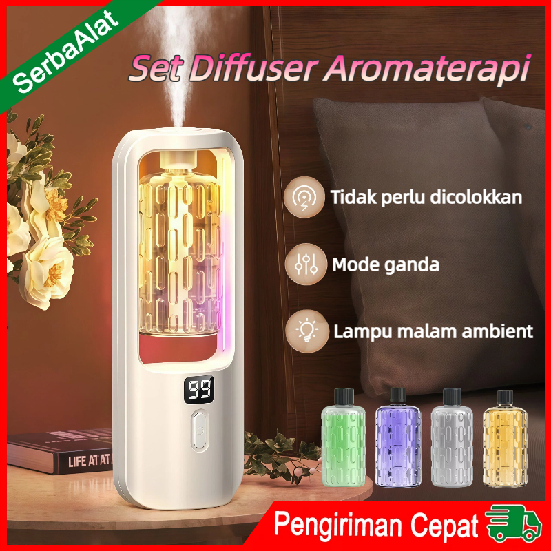 Humidifier Diffuser Aromaterapi Mini Ultrasonic LED Otomatis Aesthetic Pelembab Udara Pengharum Ruan