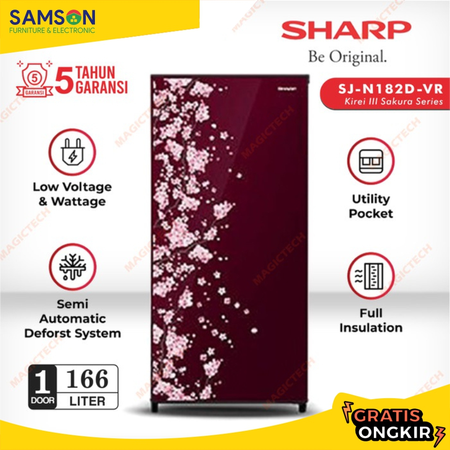 KULKAS SHARP 1 PINTU SJ-N182D-VR / SJ-N182 / SJ-182 166L - MERAH
