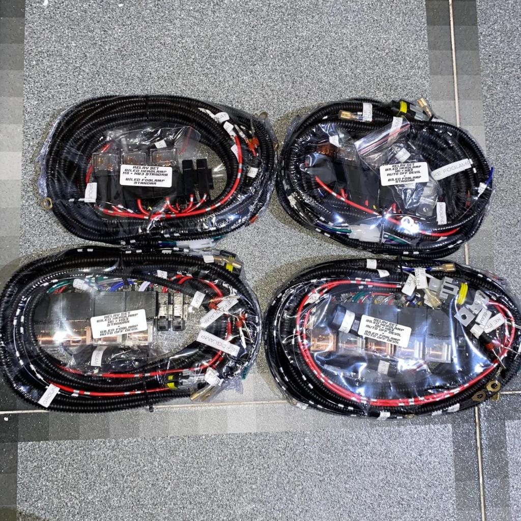 RELAY SET BILED HEADLAMP H11(LOW) + HB3 (HIGH) + FOGLAMP MOBIL 1 RANGKAIAN ANTI DELAY (+DIODA) FULL 