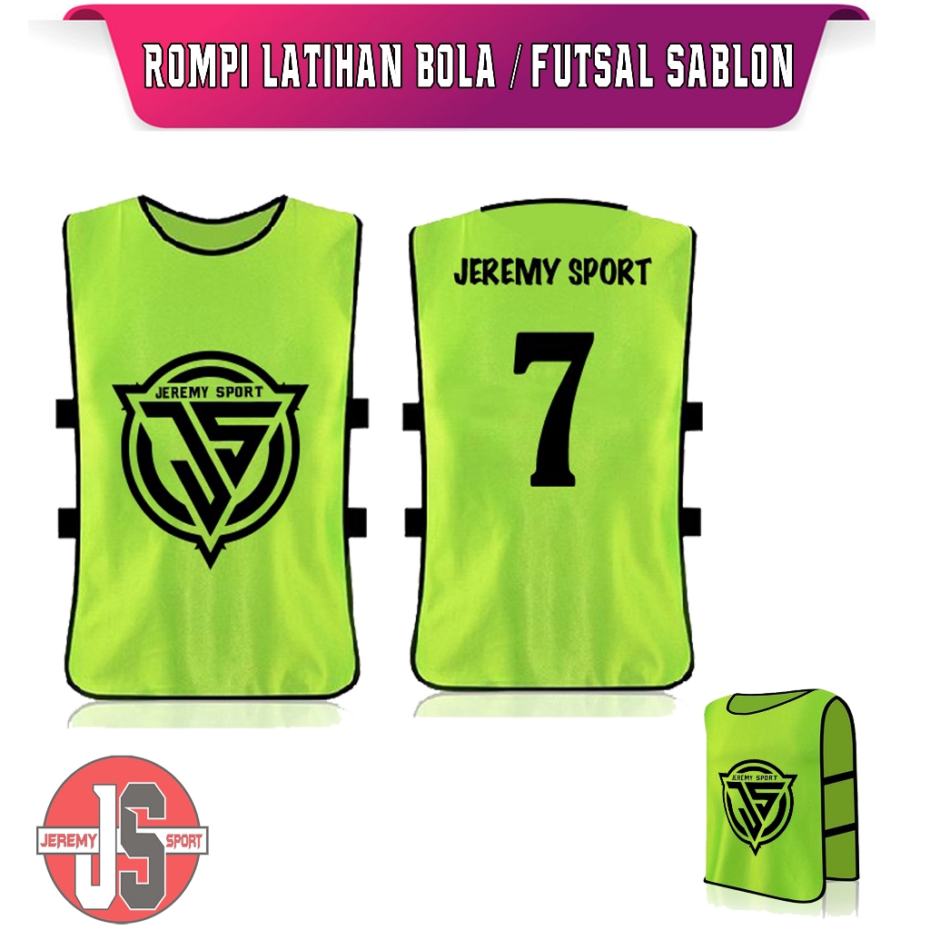 Rompi Sepak Bola Karet bahan TEBAL Ukuran S - Rompi Futsal Karet Plus Custom Sablon 1 Warna