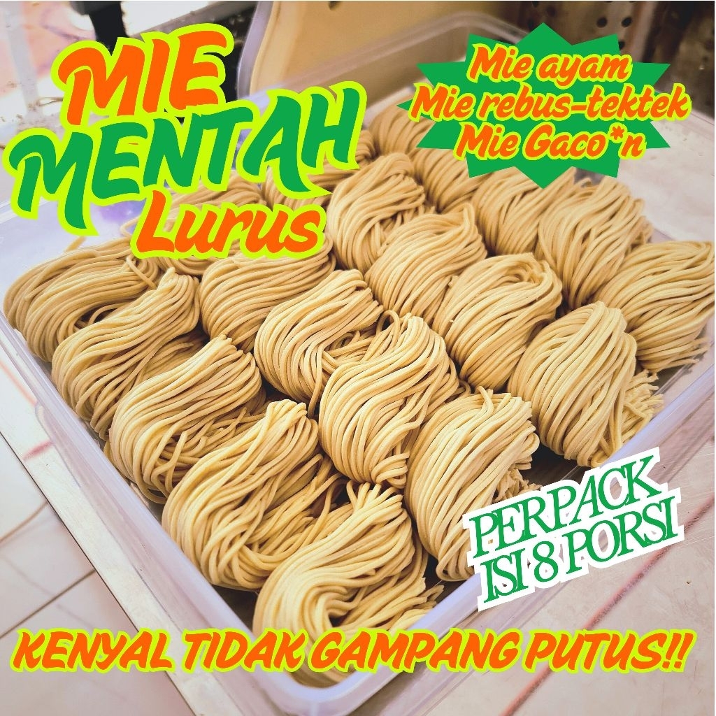 Mie Mentah untuk Mie Ayam Rebus Tektek - Fresh Homemade Kenyal Tanpa Pengawet Isi 8 pcs