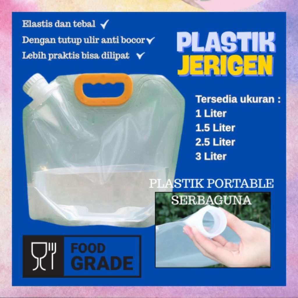 Jerigen praktis Lipat Water Bag Portable Plastik / Kantong Minum Lipat Camping / tank tempat air