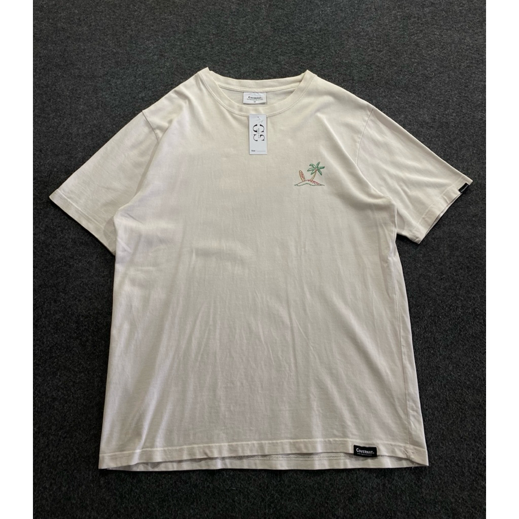 KAOS BRANDED BEKAS COVERNAT - KREM MOTIF KELAPA SANTAI PREMIUM CONDISI BAIK