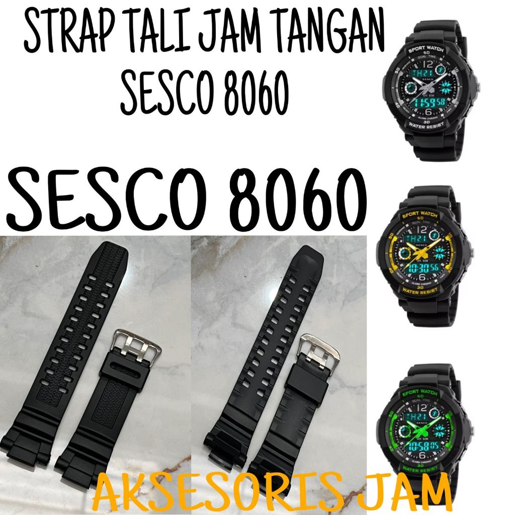 TALI STRAP JAM TANGAN ORIGINAL SESCO 8060 SESCO8060 pas dan bs lgsg dipakai
