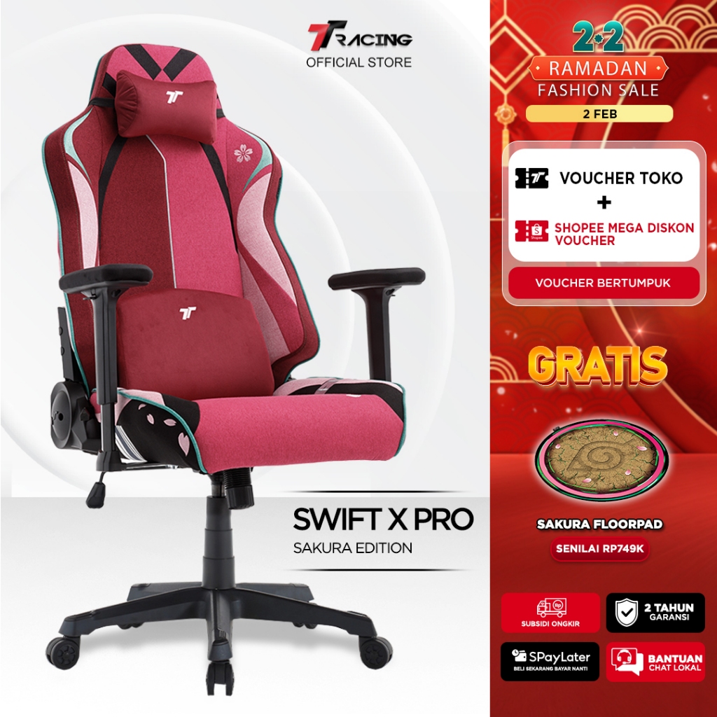 TTRacing Kursi Gaming Swift X Pro Koleksi Naruto - Sakura | Swift X Pro Gaming Chair [Garansi 2 Tahu
