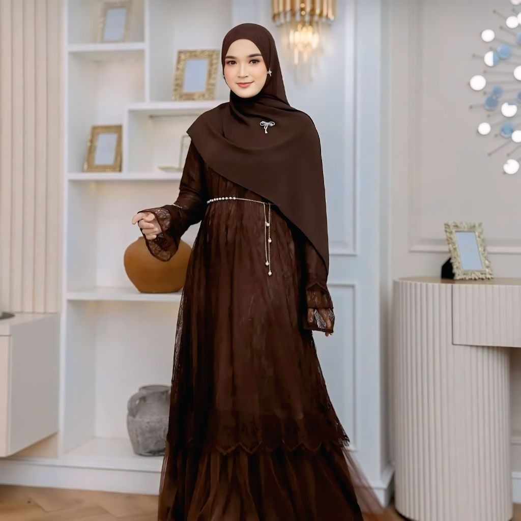 RENJANI COUPLE IBU DAN ANAK PEREMPUAN/GAMIS BRUKAT VELVET MOM N KIDS ANAK UMUR 5 6 7 8 9 10 11 12 13