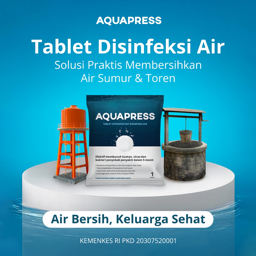 Aquapress Tablet Disinfeksi Pembersih Penjernih Air Tandon Toren Sumur - 15x Twin Pack