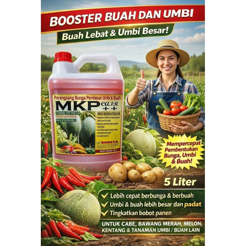 MKP Cair Booster Buah & Umbi. Perangsang Bunga, Buah Lebat & Padat. Pupuk MKP Cair++ 5L Pembesar Bua