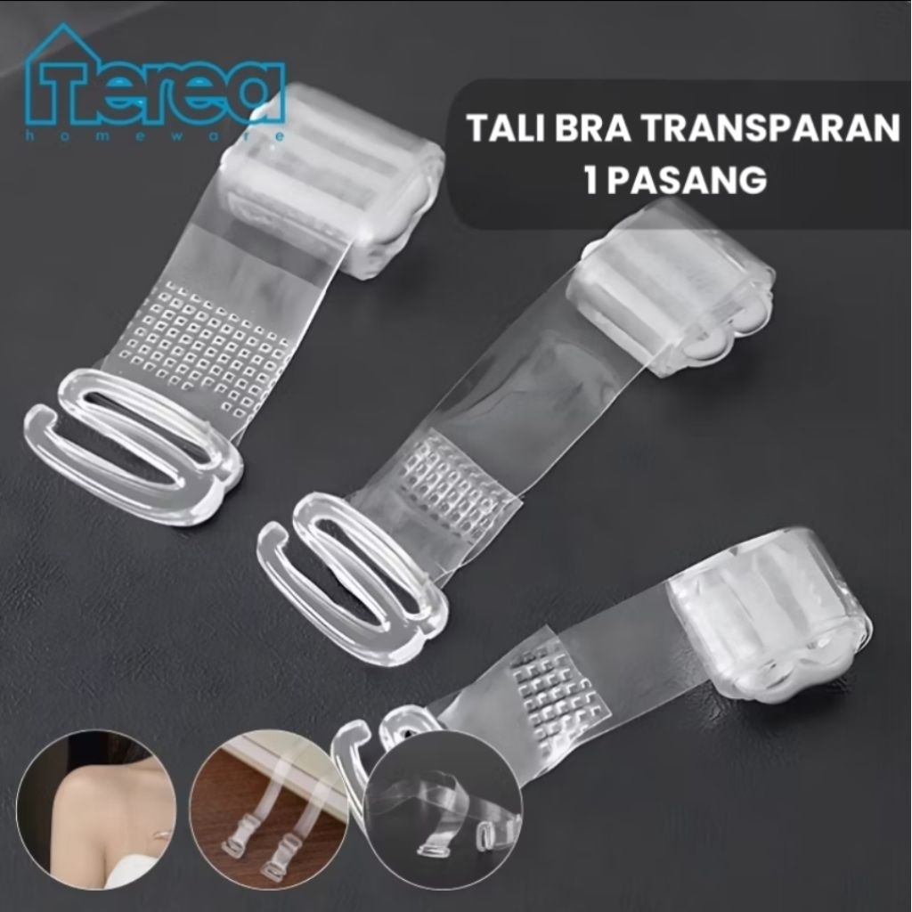 Tali Bra Transparan 1 Pasang Tali Bra Bening Set / Tali BH Transparan Bening / Bra Strap Pengait Bra