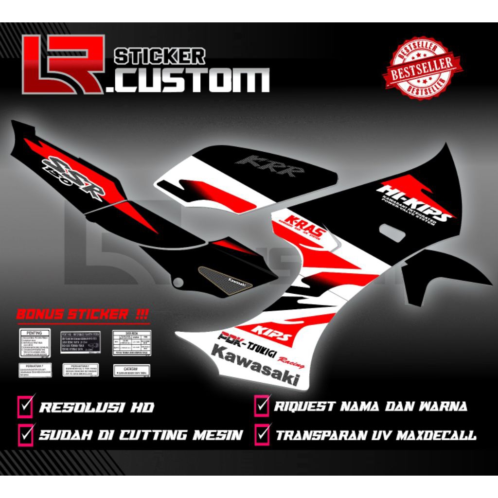 striping variasi ninja krr ssr hitam transparan maxdecal premium (bisa custom) sudah di cutting mesi
