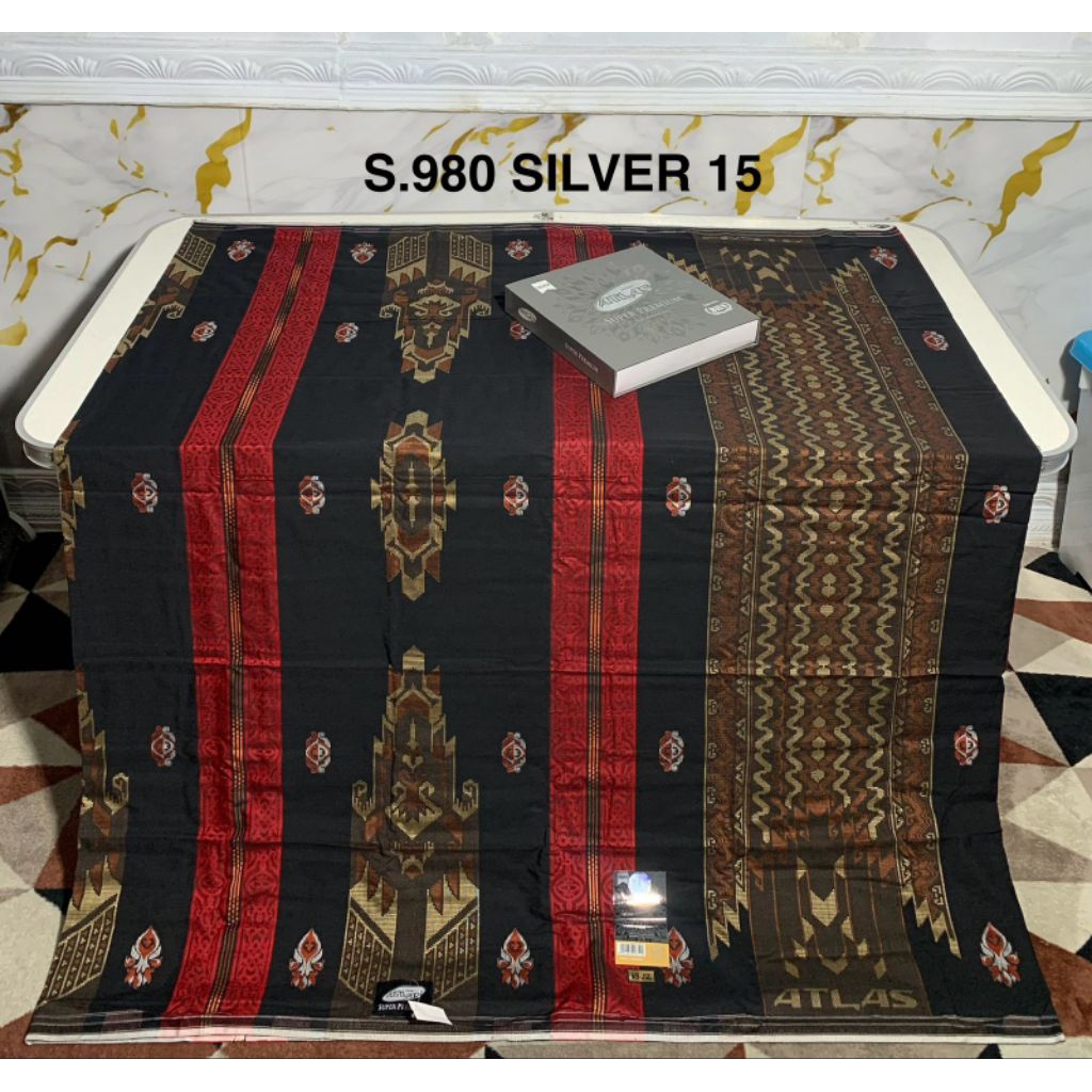 SARUNG ATLAS SUPER PREMIUM S980 SILVER FULL SONGKET