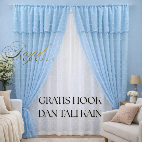 Korden Vitrase Ruby Kombinasi Warna biru langit bnyak pilihan warna 140cm |  Cantik & Jatuh