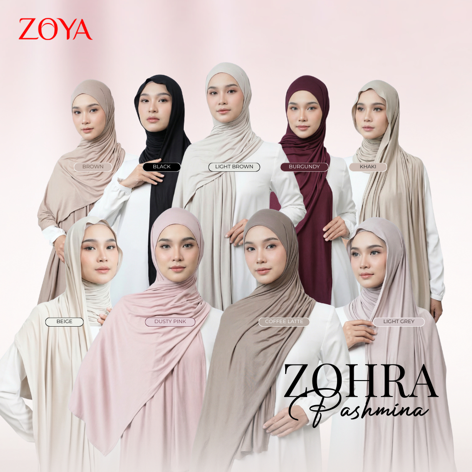 Zoya Pashmina Zohra - Hijab Pashmina Polos - Bahan Viscose Spandex