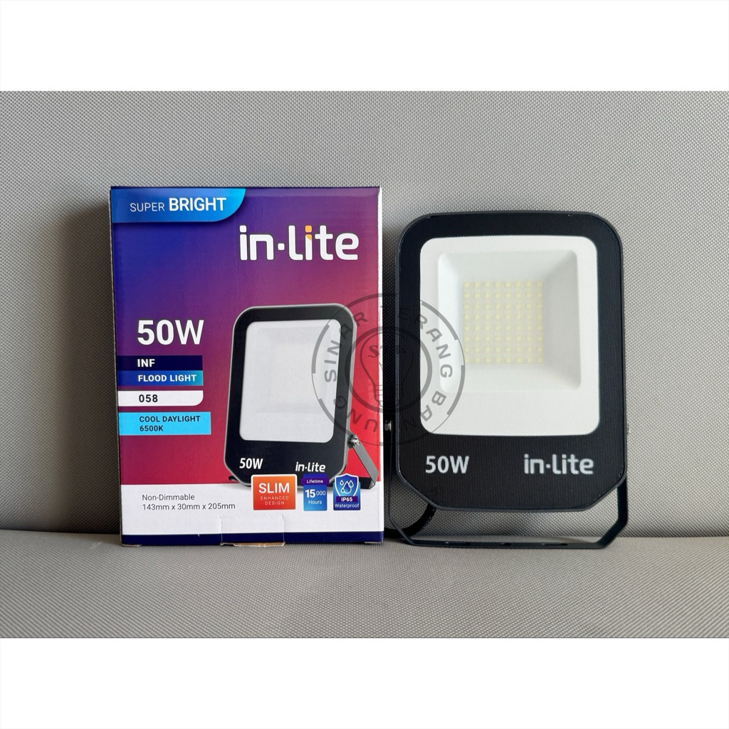 LAMPU SOROT LED FLOOD LIGHT 058 INLITE 50W 50 WATT BERGARANSI - INF058