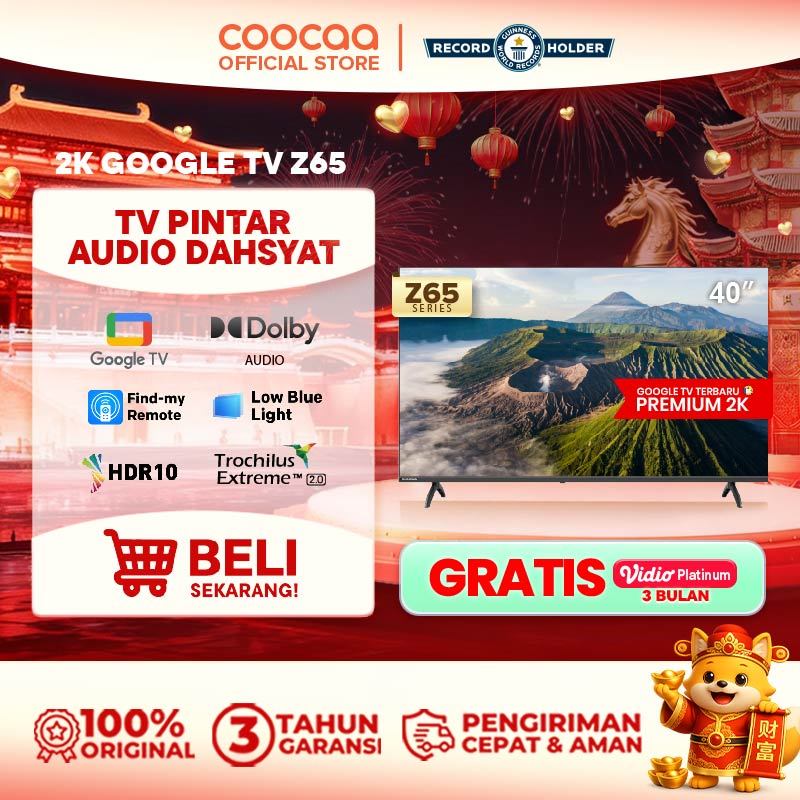 NEW COOCAA 40 inch Z65 -  GOOGLE TV - 2K LED-TV  - HDR 10 - Flicker Free - Low Blue Light - Eye Care