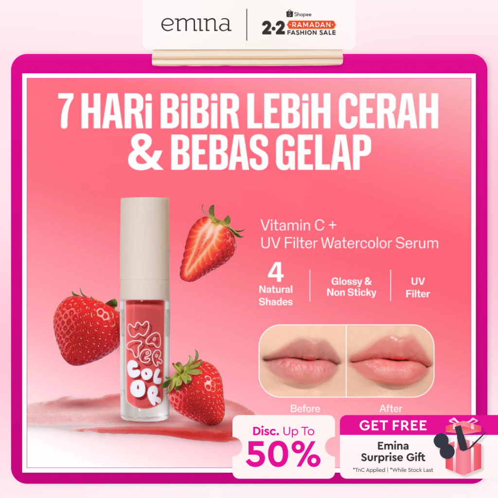 Emina Watercolor Lip Serum - Serum Bibir Tinted Mencerahkan dalam 7 Hari