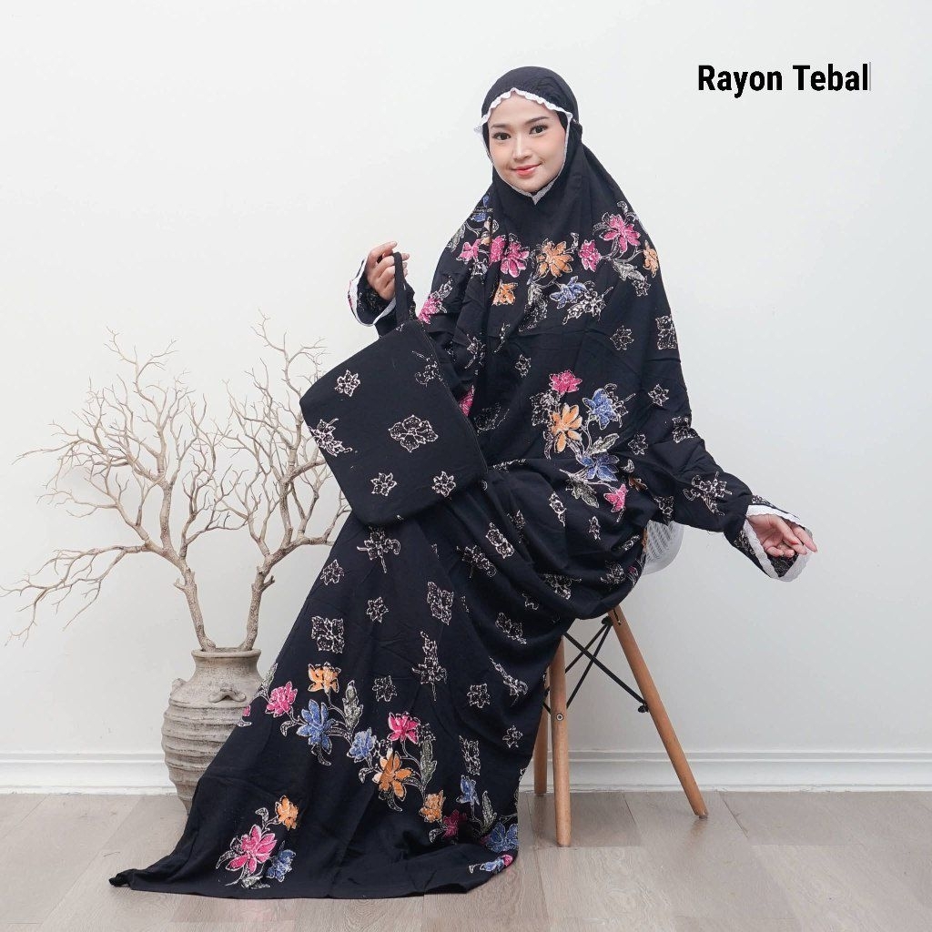 mukena batik dewasa mukenah cantik travelling mukena lajuran rayon tebal nyaman
