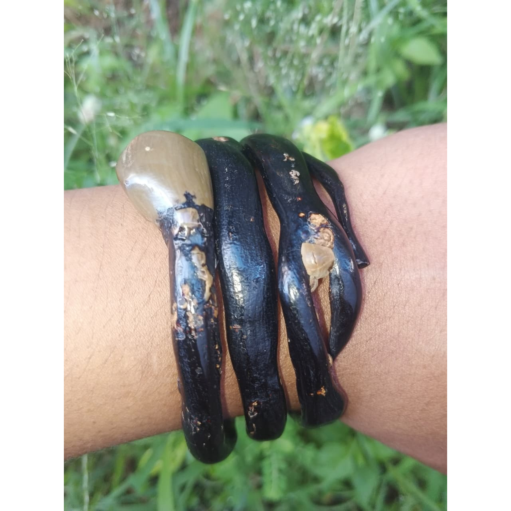 Gelang Akar Bahar Hitam Bonggol Combong Lilit 3