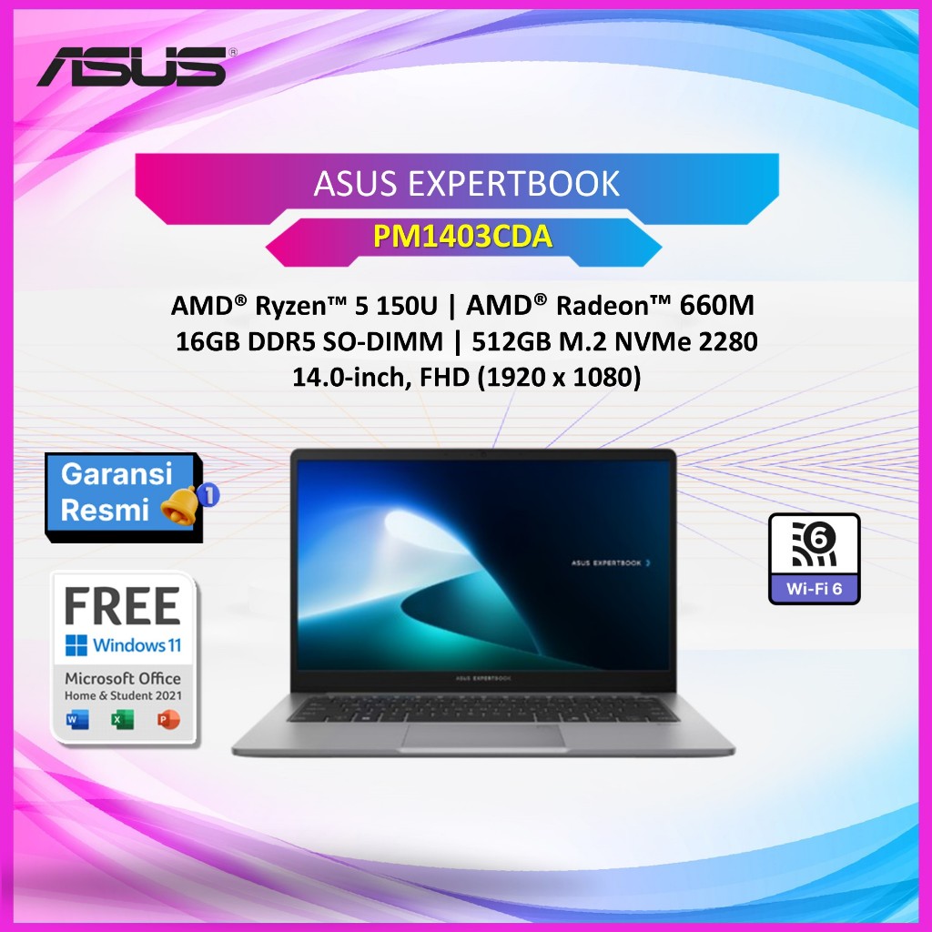 LAPTOP ASUS EXPERTBOOK PM1403CDA RYZEN 5 150 16GB 512GB 14.0FHD