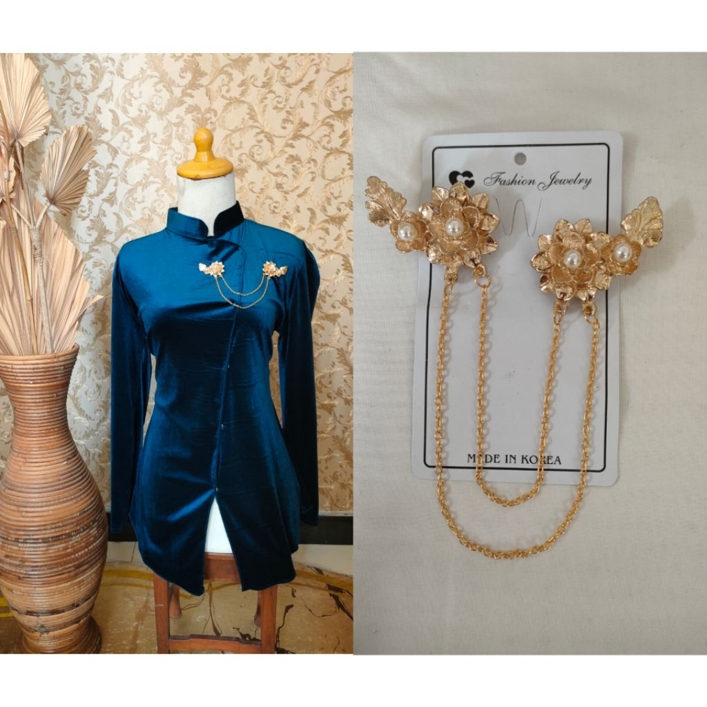 Bross Rantai Kebaya Bunga//Bross Kebaya Mewah//Bross Rantai Kebaya Janggan