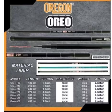 Joran Tegek / Tegek kolong Oregon Oreo Fiber Ringan dan Lentur