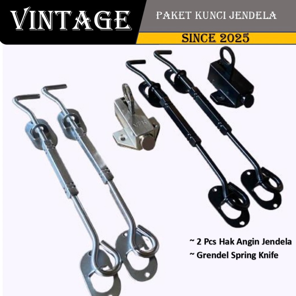 Paket Kunci jendela rumah Lengkap jendela rumah terdiri dari Hak angin jendela morif bulat Grendel S