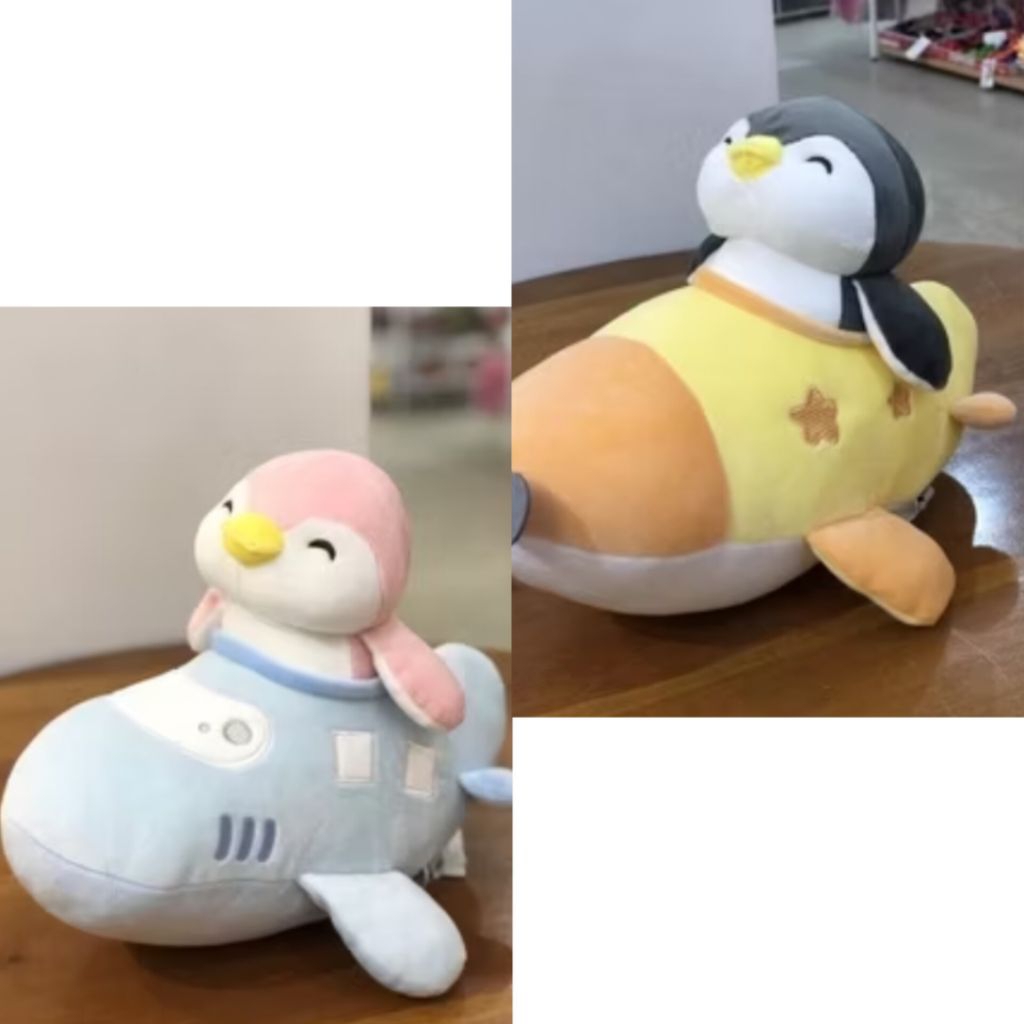 Boneka Pinguin Miniso Naik Pesawat Original Miniso