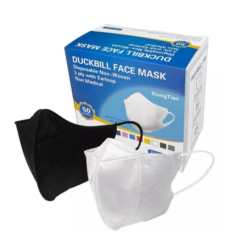 Masker Duckbill 3 Ply Putih Hitam 50 Pcs Masker Duckbill Disposable Face Mask 13027