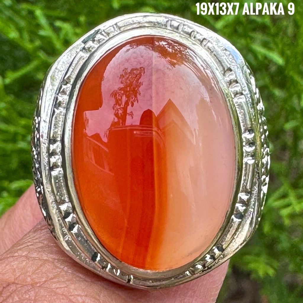 Cincin Batu Akik Natural Cempaka Merah Putih (Asli Alam)