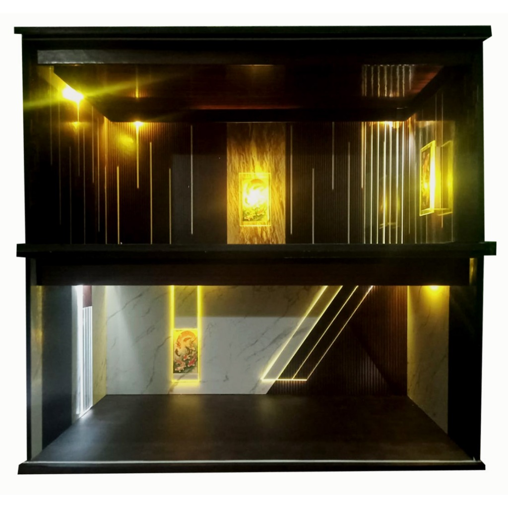 Diorama diecast hotwheels miniscale luxury garage dua lantai