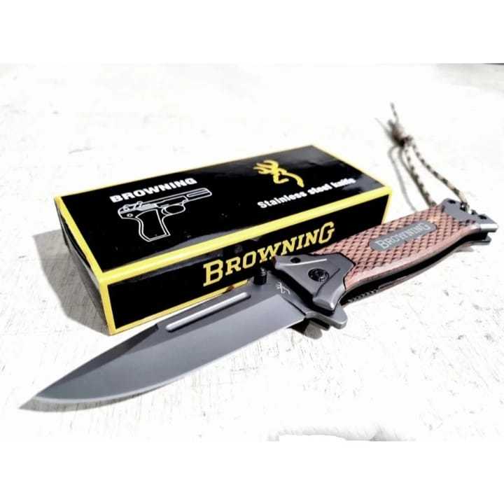 Pisau Survival Lipat Outdoor Browning Paracord Titanium