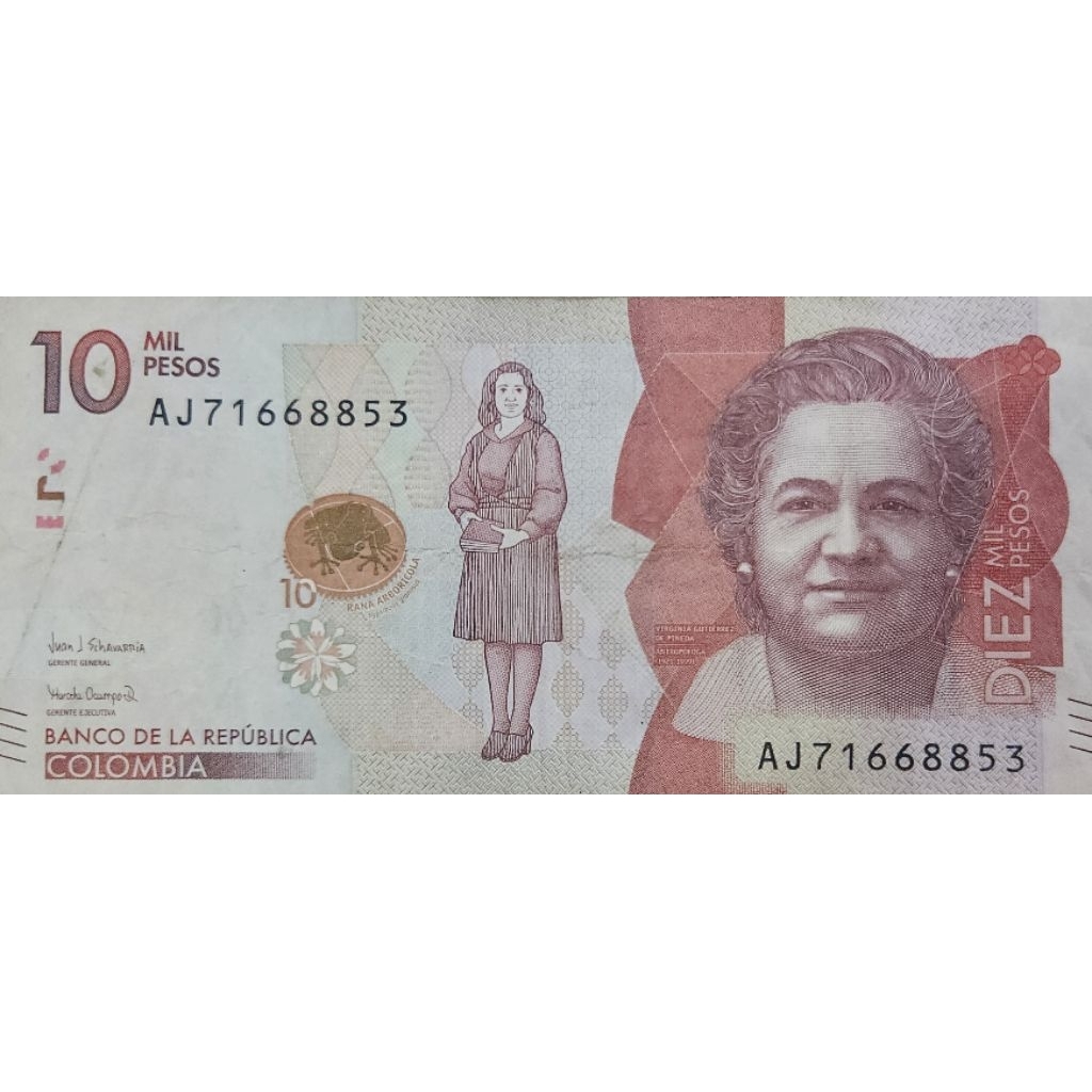 Uang Kuno Negara Colombia 10 Mil Peso tahun 2016 Kondisi Kertas Utuh Renyah Original 100%